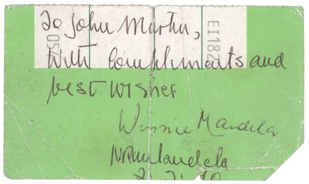Lot #375 Nelson and Winnie Mandela Signatures