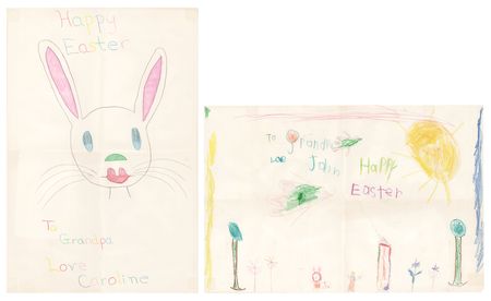 Lot #113 Jacqueline Kennedy Autograph Letter Signed to Joseph P. Kennedy, with Easter Drawings by Caroline and John Jr. - Image 2