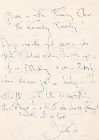 Lot #74 Jacqueline Kennedy Autograph Letter Signed to Joseph P. Kennedy on Caroline's First Equestrian Triumph: 