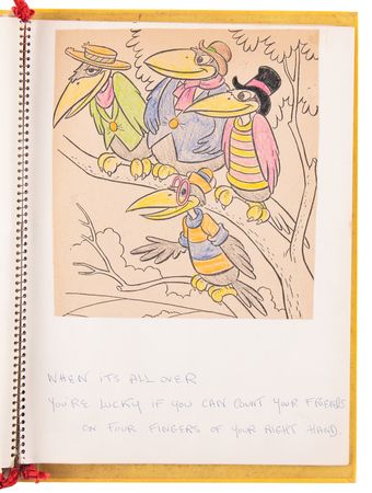Lot #114 Jacqueline Kennedy Handmade Mother Goose Book, with Coloring by Caroline and John Jr. - Image 9