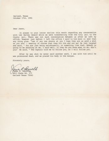 Lot #452 Kennedy Assassination: James Leavelle