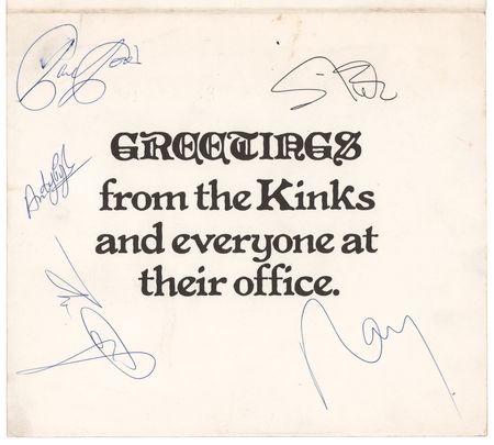 Lot #654 The Kinks Signed Christmas Card - Image 1