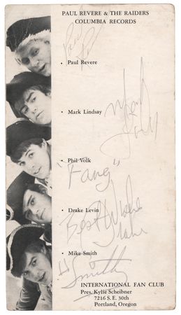 Lot #666 Paul Revere and the Raiders Signed Promo Card - Image 1