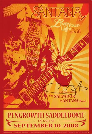 Lot #680 Carlos Santana Signed 2008 Calgary Concert Poster - Image 1