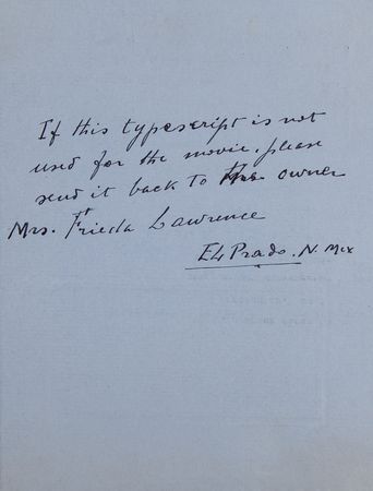 Lot #577 [D. H. Lawrence] Film Treatment for Lady Chatterley's Lover - Image 2