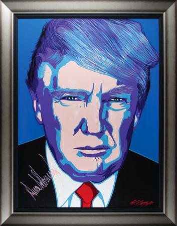 Lot #233 Donald Trump Signed Oversized Hand-Embellished Giclée Print Portrait (35.5 x 47.5) with Massive Trump Signature - Image 1