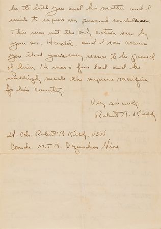 Lot #88 John F. Kennedy War-Dated Autograph Letter Signed to the Mother of PT-109 Crewman Harold Marney - “This letter is to offer my deepest sympathy to you for the loss of your son” - Image 5