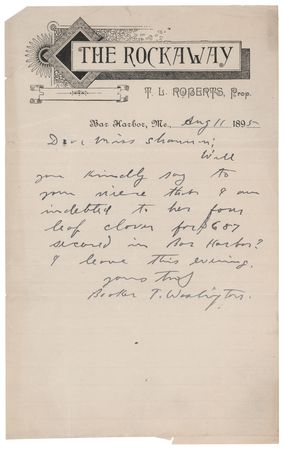 Lot #377 Booker T. Washington Autograph Letter