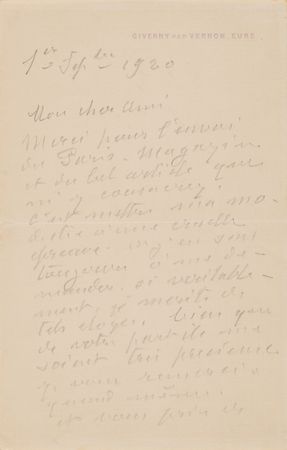 Lot #509 Claude Monet Autograph Letter Signed on a