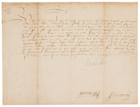 Lot #350 King James I Document Signed as King of