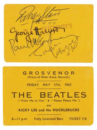 Lot #618 Beatles Signed Grosvenor Rooms Norwich