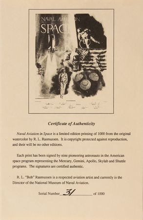 Lot #469 Naval Aviation in Space Multi-Signed (9) Print with Neil Armstrong (Ltd. Ed. #31/1000) - 20˝ x 27.5˝ - Image 4