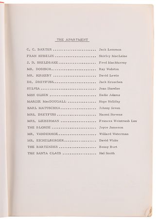 Lot #701 The Apartment Original Script by Billy Wilder and I. A. L. Diamond - File Copy - Image 2