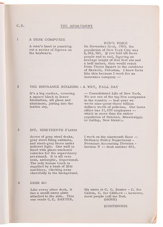 Lot #701 The Apartment Original Script by Billy Wilder and I. A. L. Diamond - File Copy - Image 3