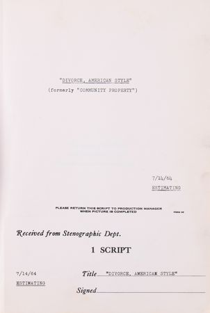 Lot #750 Marriage on the Rocks Original Estimating Script by Cy Howard - Image 2