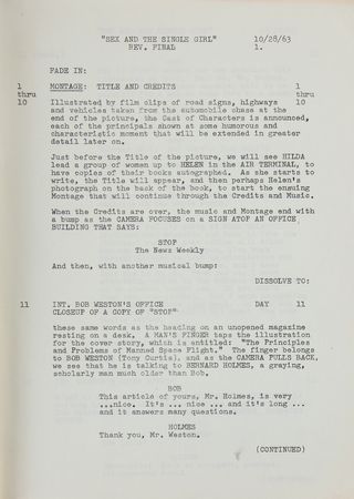Lot #780 Sex and the Single Girl Original Script by Joseph Heller - Image 3
