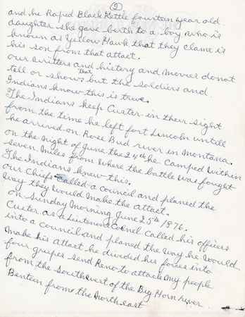 Lot #411 Chief Red Fox Autograph Manuscript Signed - Native American Account of the Battle of the Little Bighorn and Custer's Last Stand: 