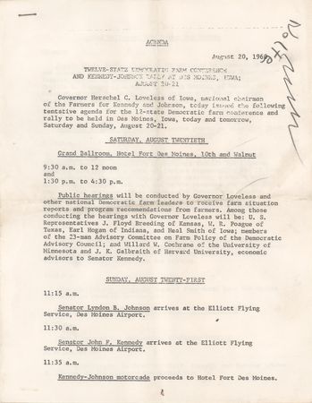 Lot #112 John F. Kennedy Twice-Signed and Lyndon B. Johnson Signed Notebook from the 1960 Kennedy-Johnson Rally in Des Moines - Image 2