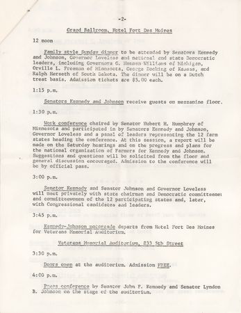 Lot #112 John F. Kennedy Twice-Signed and Lyndon B. Johnson Signed Notebook from the 1960 Kennedy-Johnson Rally in Des Moines - Image 3