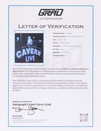 Lot #625 Beatles: Paul McCartney Signed 2018 ‘Cavern Live’ Promotional Lithograph - One of Just 100 Issued - Image 2