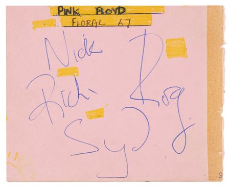 Lot #670 Pink Floyd Original Lineup Signatures with Syd Barrett - Obtained at the Floral Hall in Gorleston-on-Sea (July 19, 1967) - Image 1