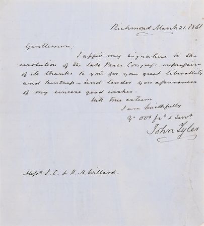 Lot #16 John Tyler Autograph Letter Signed on the