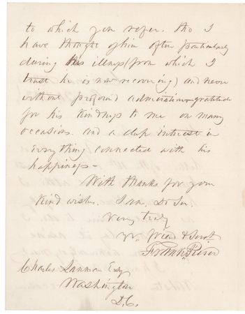 Lot #22 Franklin Pierce Autograph Letter Signed on Daniel Webster Three Days Before His Death - Image 2