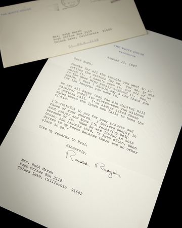 Lot #214 Ronald Reagan Typed Letter Signed as President on the Iran-Contra Hearings, Abraham Lincoln, and His Reliance on God - Image 3