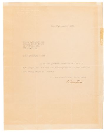 Lot #395 Albert Einstein Typed Letter Signed and First English Edition of Relativity: The Special and the General Theory - Image 1