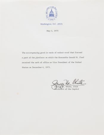 Lot #210 Gerald Ford: Wooden Gavel Made from the 1973 Vice Presidential Oath of Office Platform - Image 4