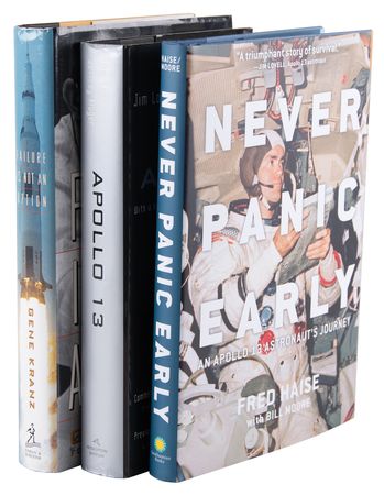 Lot #482 Apollo 13 (3) Signed Books, with Lovell,