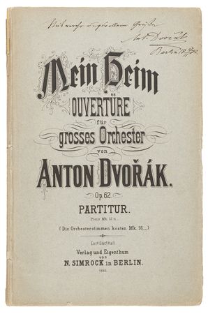 Lot #595 Antonín Dvořák Signed 1882 ‘My Home’