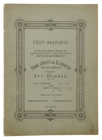 Lot #595 Antonín Dvořák Signed 1882 ‘My Home’ Overture Music Booklet (First Edition) - Image 2