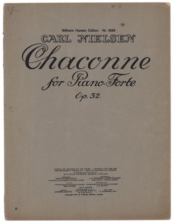 Lot #601 Carl Nielsen Signed 1917 ‘Chaconne’ Sheet Music Booklet (First Edition) - Image 2