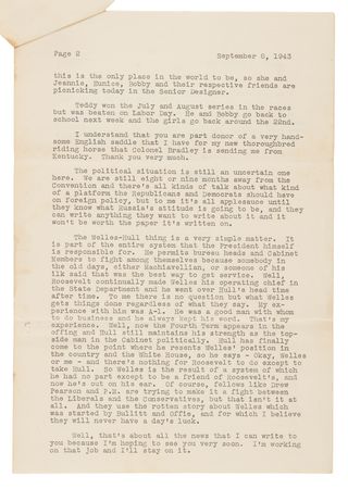 Lot #282 Joseph P. Kennedy Typed Letter Signed to His Son, John F. Kennedy, One Month after the PT-109 Incident: 