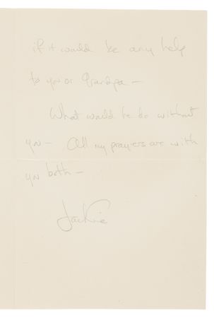 Lot #79 Jacqueline Kennedy Autograph Letter Signed as First Lady to JFK's Cousin Anne Gargan, on Joseph P. Kennedy's Hospital Stay - Image 2
