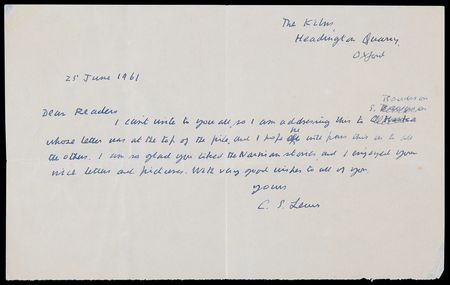 Lot #579 C. S. Lewis Autograph Letter Signed on