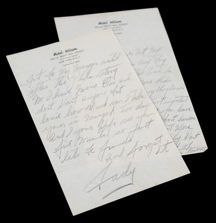 Lot #607 Billie Holiday Autograph Letter Signed to