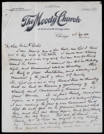Lot #409 Titanic: John Harper Rare Autograph Letter Signed from Chicago’s Moody Church, Five Months Before His Death on the Titanic - Image 1