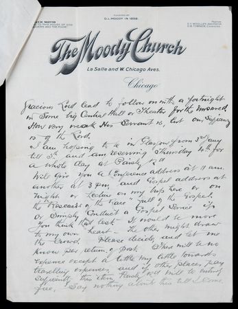 Lot #409 Titanic: John Harper Rare Autograph Letter Signed from Chicago’s Moody Church, Five Months Before His Death on the Titanic - Image 2