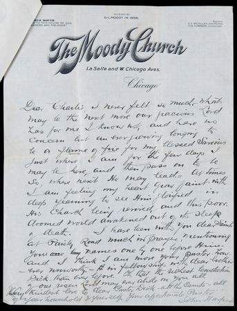 Lot #409 Titanic: John Harper Rare Autograph Letter Signed from Chicago’s Moody Church, Five Months Before His Death on the Titanic - Image 3