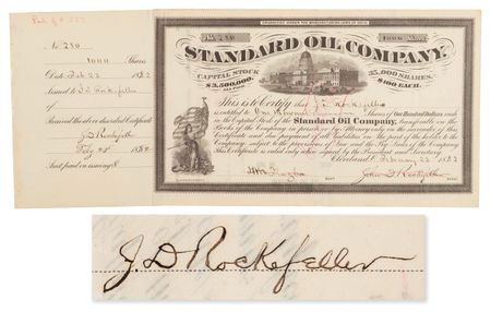 Lot #384 John D. Rockefeller Thrice-Signed 1882