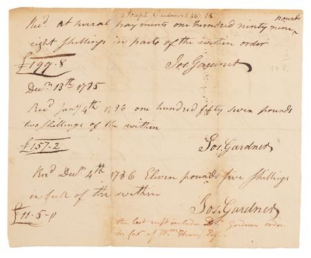 Lot #276 Benjamin Franklin Signed 1785 Pennsylvania Pay Order for Continental Congress Delegate Joseph Gardner - Image 2