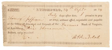 Lot #5 Thomas Jefferson Signed $5,000 Promissory Note from His Grandson Thomas Jefferson Randolph (1824) - Image 2