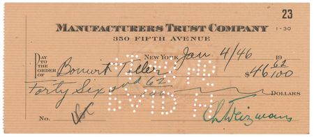 Lot #341 Chaim Weizmann Signed Check
