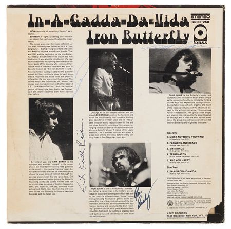 Lot #645 Iron Butterfly Signed Album - In-A-Gadda-Da-Vida - Image 1