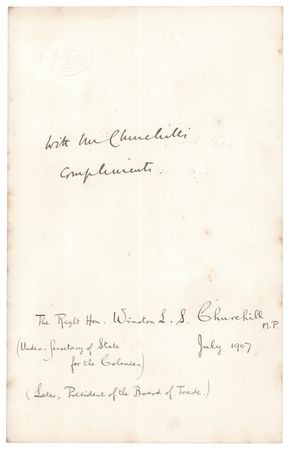 Lot #335 Winston Churchill Signature