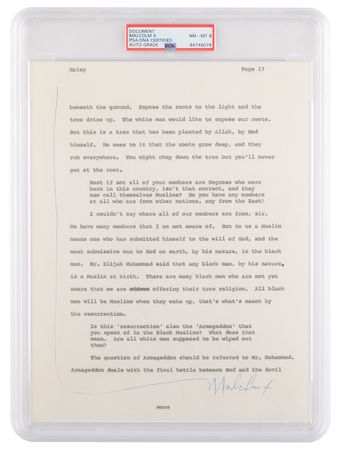 Lot #373 Malcolm X Signed Page for Alex Haley’s
