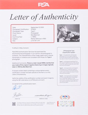 Lot #757 Marilyn Monroe Original Oversized Photograph by Bob Beerman - PSA Type II - Image 2