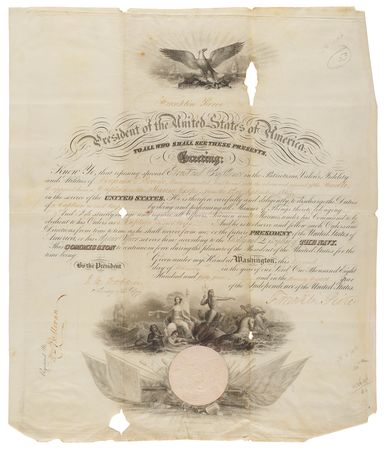 Lot #24 Franklin Pierce Document Signed as